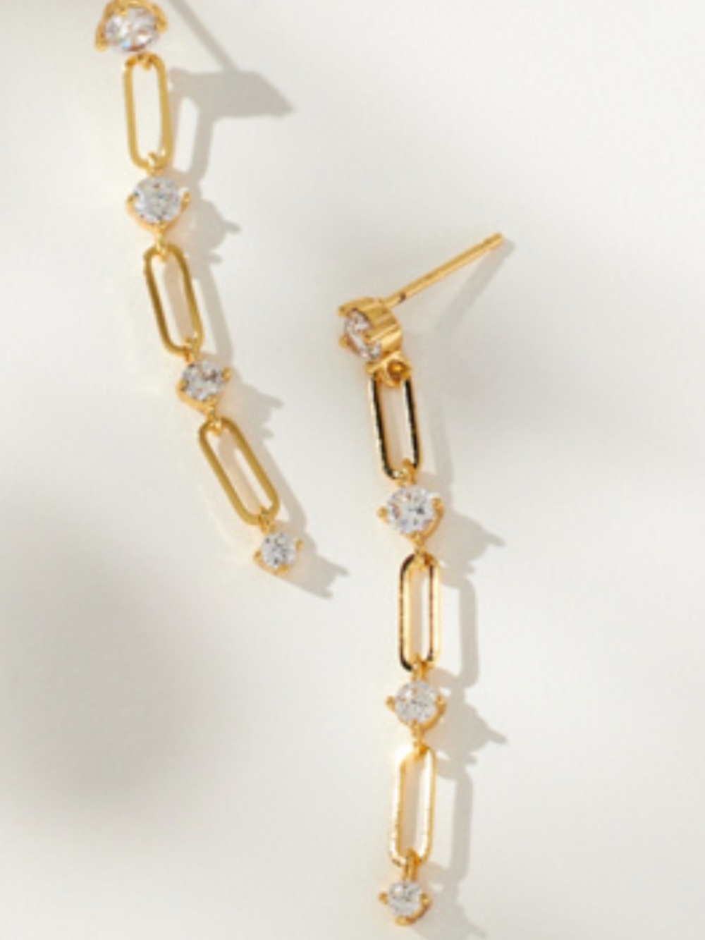 Crystal Studs PAPERCLIP Earrings Chain-Link Cubic Zirconia. Anthropologie. NWT